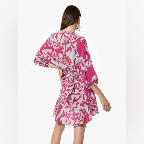 Johanna Ortiz Lady Marmalade 100% Silk Floral Mini Dress w/Sash & Flower Size 6 - Picture 5 of 16